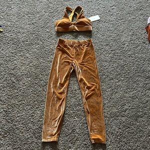 Fabletics Gold Velour Workout Outfit Size Medium
